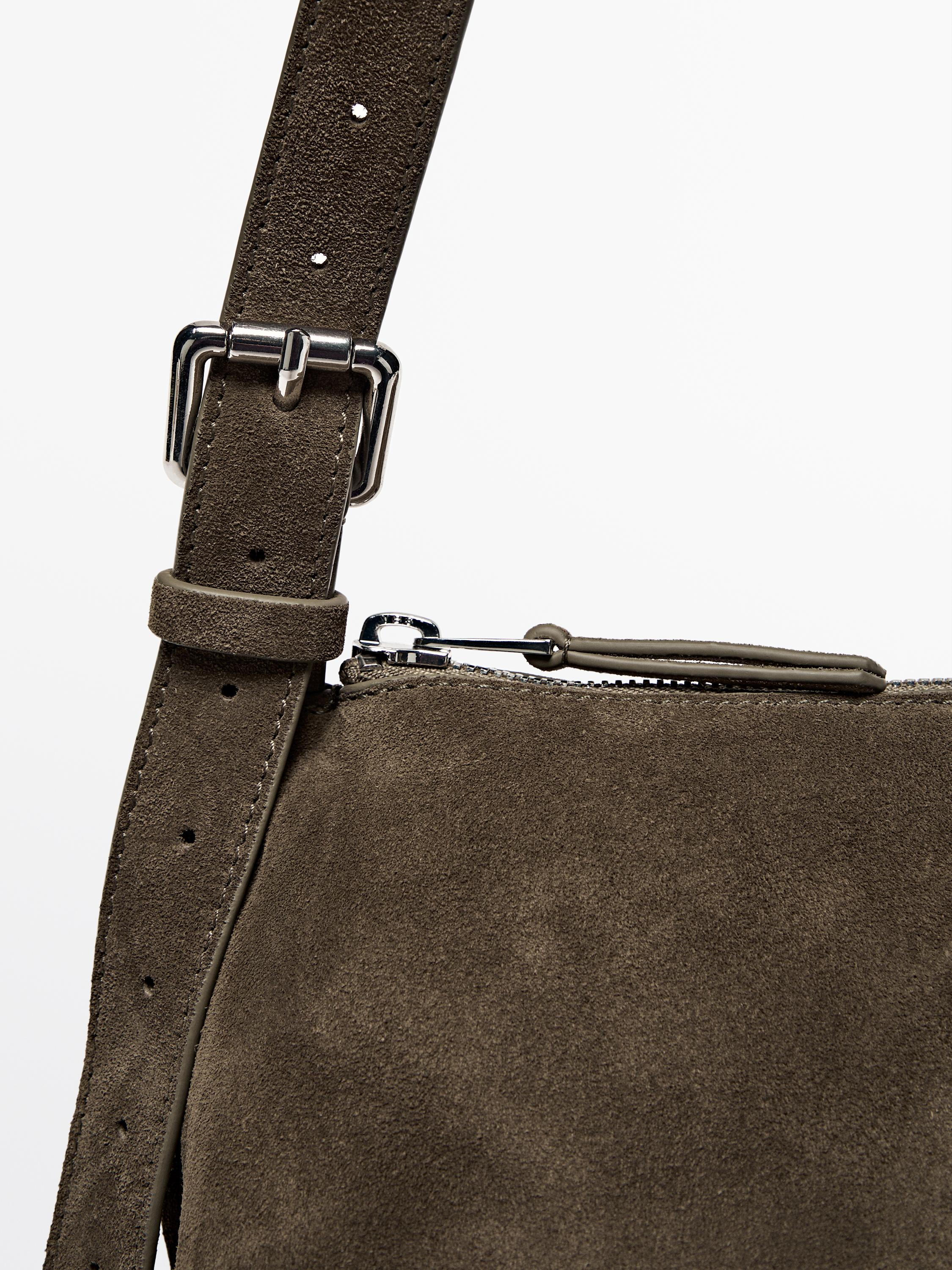 Split suede leather mini crossbody bag